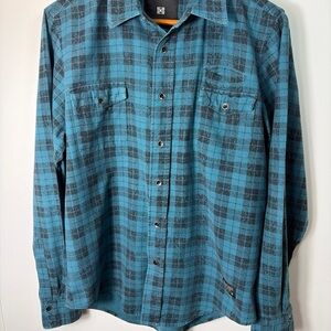 Howler Brothers Blue and Black Plaid Casual Button Down Shirt